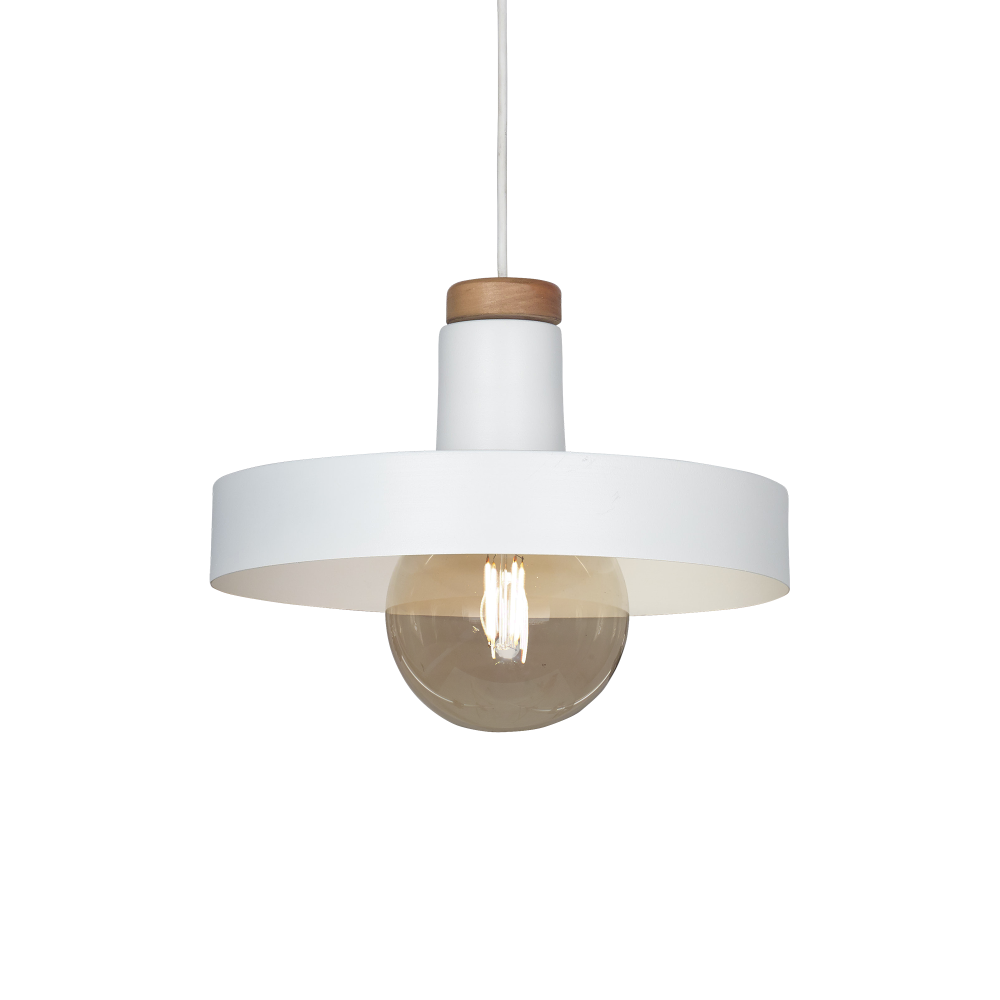 COLGANTE RECTO 30CM BLANCO + MADERA 1XE27
